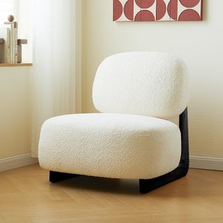 Wood Feet Alpaca Wool Living Room Single Sofa Chair