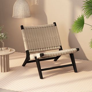 Rope-Woven Solid Wood Single Sofa Chair