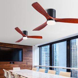 52 Inches Remote Control 15W Electric Light Ceiling Wood Fan