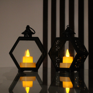 2 Pcs LED Hexagonal Candle Light Lantern