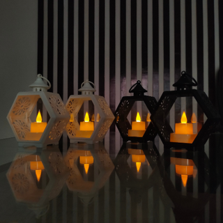 4 Pcs LED Hexagonal Candle Light Lantern