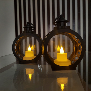 2 Pcs LED Round Shape Candle Light Lantern