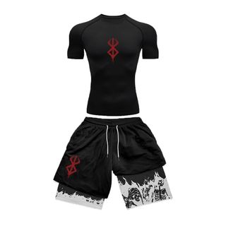 Berserk 3D Printed Sports Wear Compression T-shirt & Short