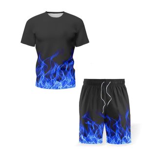 Mens Flame 3D Printed Sports T-shirt & Short