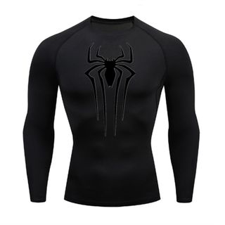 Mens 3D Spiderman Long Sleeves Gym Compression T-Shirt