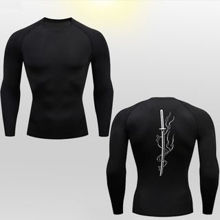 Lightning Katana Printed Long Sleeves Fitness T-shirt