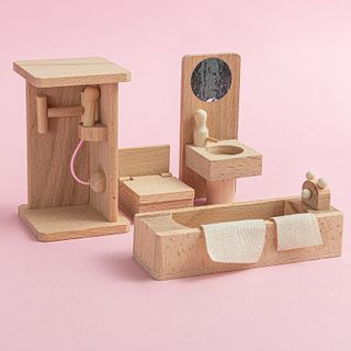 Miniature children's Wooden dollhouse (Bathroom)