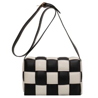 Checkered Woven Crossbody Bag