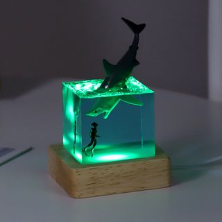 LED Megalodon Shark Lamp Cube