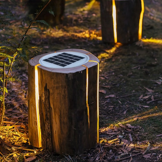 Wooden Tree Stump Solar LED Lamp