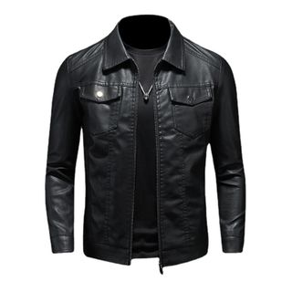 Mens Leather Velvet Thickened Jacket