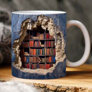 3D Bookshelf Design Mug