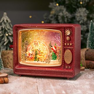 Rotating Santa Claus Christmas TV Music Box