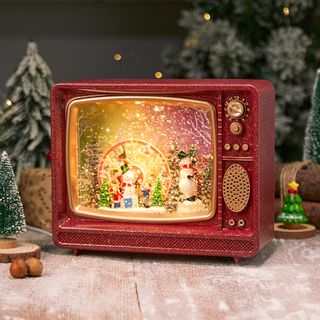 Rotating Snowman Christmas TV Music Box