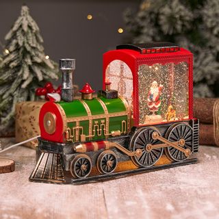 Rotating Santa Snowman Christmas Train Style