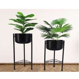 Iron Planter Black Stand With Planter Sat of 2