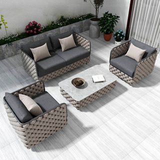 4 Seater Woven Rope Table Sofa Set