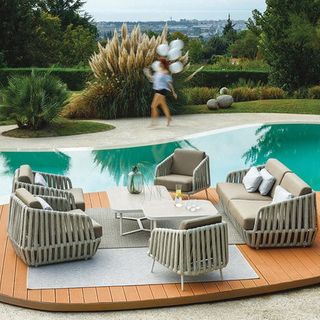 6 Seater Courtyard Rattan Chair Set